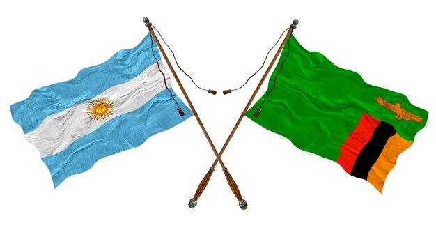 Nationale vlag van Zambia en Argentinië Achtergrond voor ontwerpers