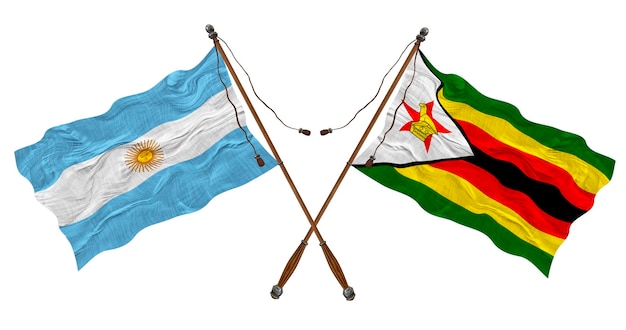 Nationale vlag van Zimbabwe en Argentinië Achtergrond voor ontwerpers