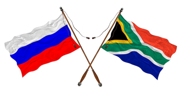 Nationale vlag van Zuid-Afrika en Rusland Achtergrond voor ontwerpers