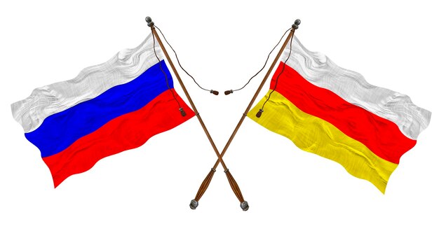 Nationale vlag van Zuid-Ossetië en Rusland Achtergrond voor ontwerpers