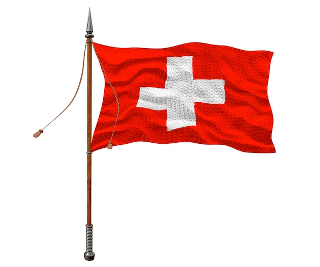 Nationale vlag van Zwitserland Achtergrond met vlag Vlag Zwitserland