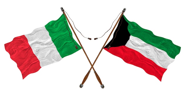 Nationale vlag Vlag van Koeweit en Italië Achtergrond voor ontwerpers