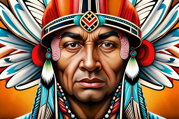 Фото Портрет коренного американского вождя гордость первой нации