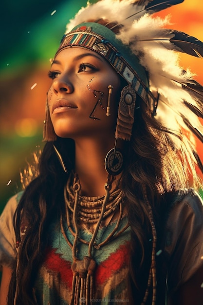 Native American colourful dreamy realistic and cinematic lighting xA