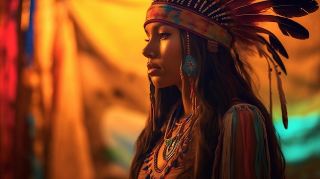 Native American colourful dreamy realistic and cinematic lighting xA