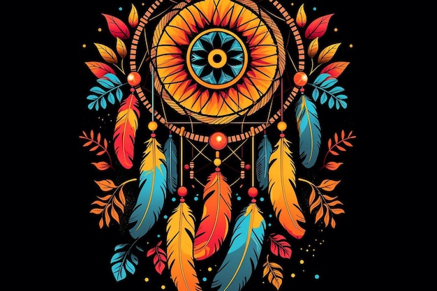 Native American dreamcatcher vibes in cool colors