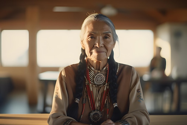 写真 アメリカ先住民の年配の女性