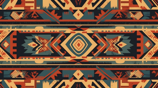 Native American patroon Navajo stam pueblo stam tegel naadloos ontwerp textuur generatieve AI