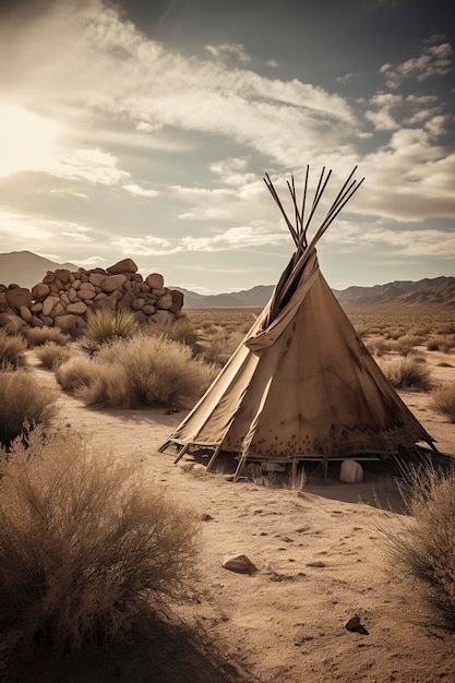 Photo native american ten in the desert