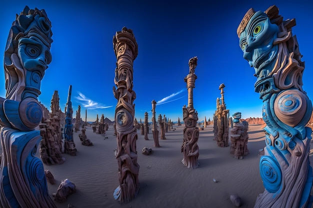A Native American totem pole Neural network AI generated
