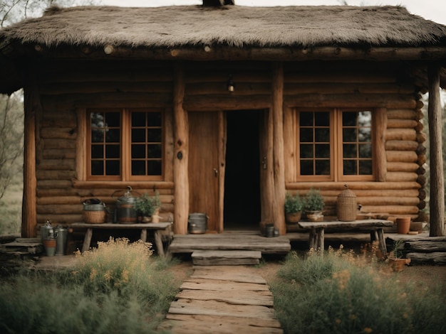 Photo native american traditional house with natural views