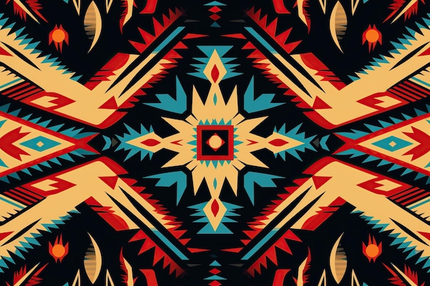 Native American traditional pattern ethnic design background in earth colors AI Generative content