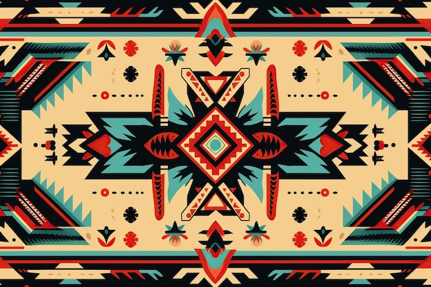 Native American traditional pattern ethnic design background in earth colors AI Generative content