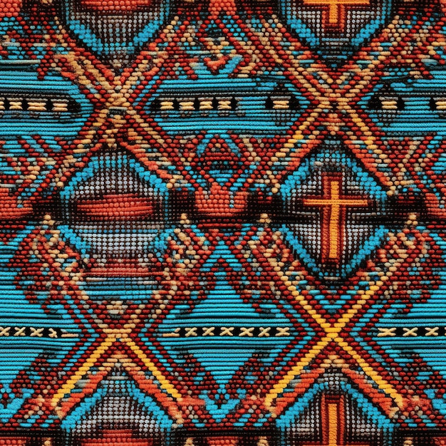 아메리카 원주민 전통 패턴 민족 디자인 봉제 배경