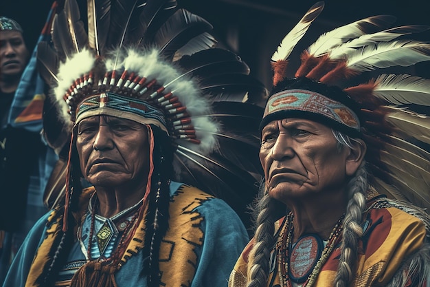 коренные американцы в традиционной одежде