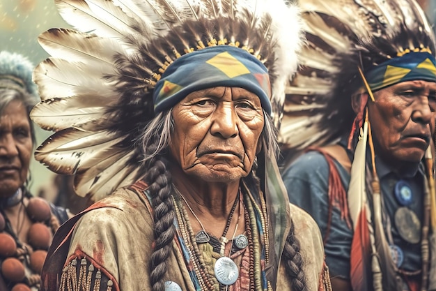 native americans in traditional attire