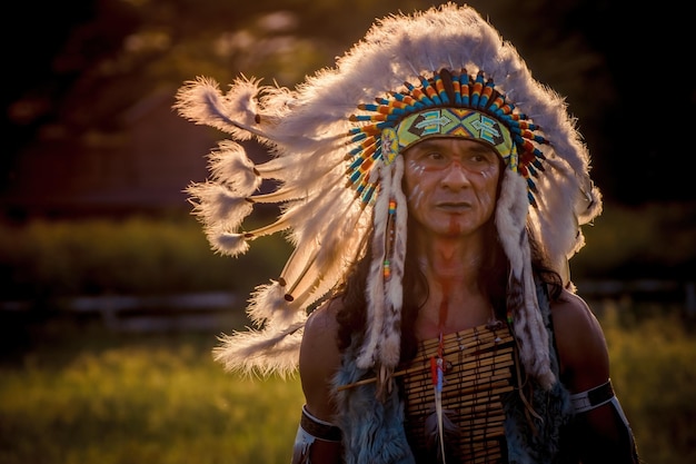 Foto nativi americaniritratto di americani uomo indiano