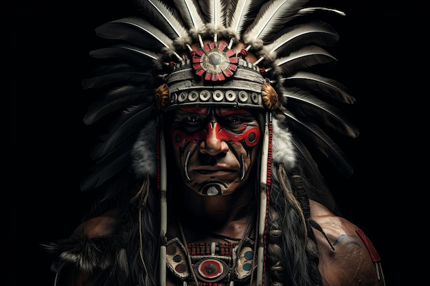 Native indian warrior chief Face-stam Genereer Ai