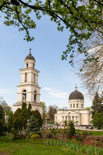 Nativity Cathedral Orthodox church in Chisinau Moldova Christian architecture green trees and grass