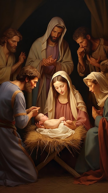 Nativity Scene Celebrating the Birth of Jesus