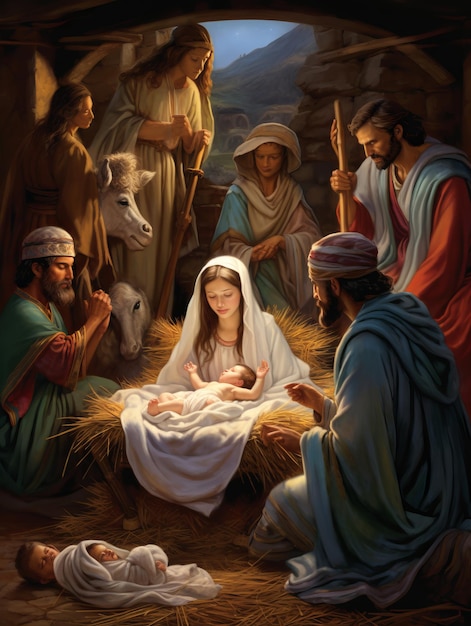 Premium AI Image | Nativity Scene Celebrating the Birth of Jesus