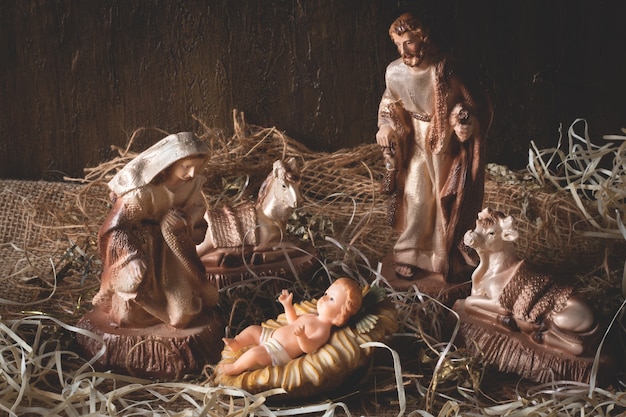 Nativity scene. Traditional Christmas scene.