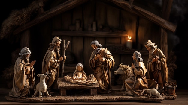 A nativity scene with the nativity scene