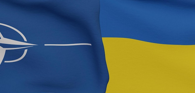 NATO and Ukraine flags fabric flag flag Ukraine and flag NATO