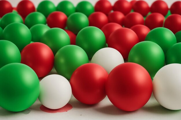 Natte groene witte en rode luchtballonnen gevuld met helium een symbool van de nationale vlag van Italië
