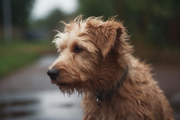 Natte hond regenachtig Plashond Genereer Ai