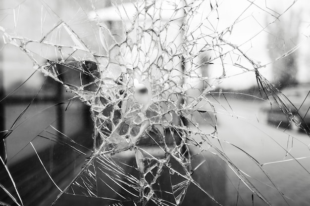 Natural abstract background of crashed outdoor glass.