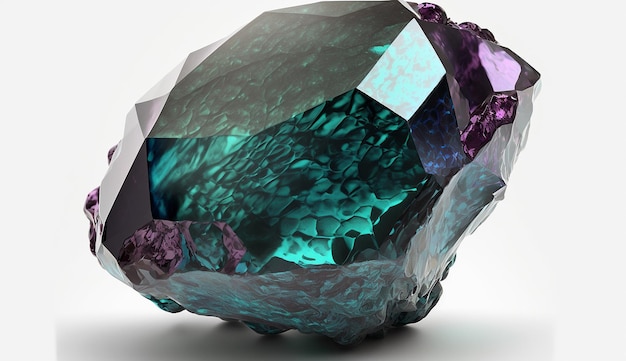 Natural alexandrite raw stone white background AI Generated image