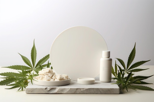 Natural alternative medicine and cosmetics cbd cannabis hemp marijuana leaves