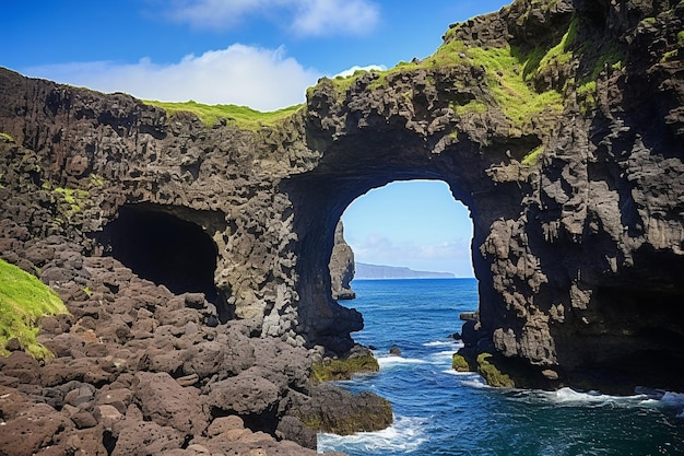 Photo a natural arch formed by erosion along the coastline