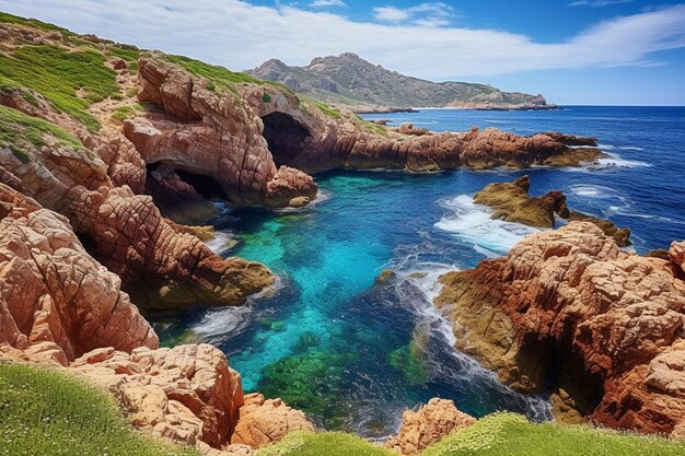 Photo a natural arch formed by erosion along the coastline