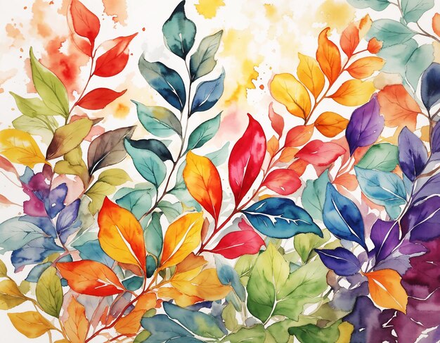 Natural awesome multicolor abstract leaves background painting hd watercolor image