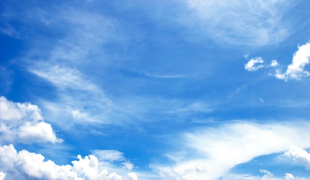 小さな雲と青い空の自然な背景