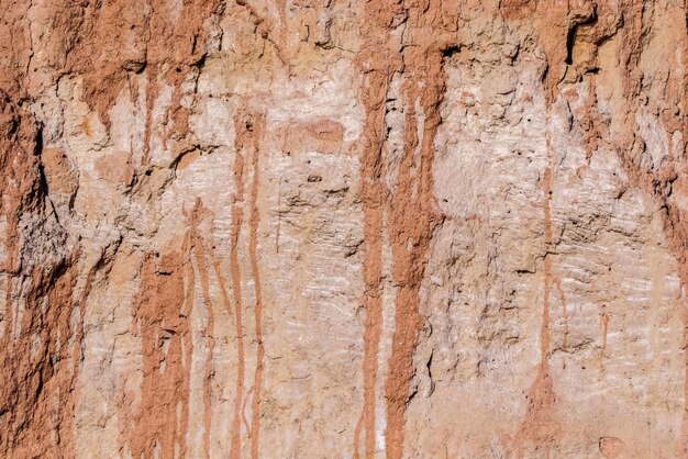 Natural background of clay soil cut off the coast