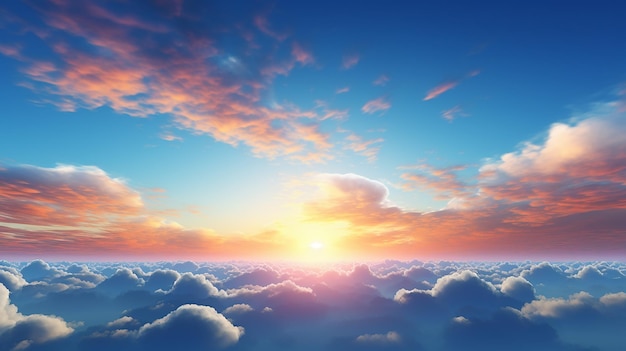 自然な背景のコンセプト夕日の青い空と雲