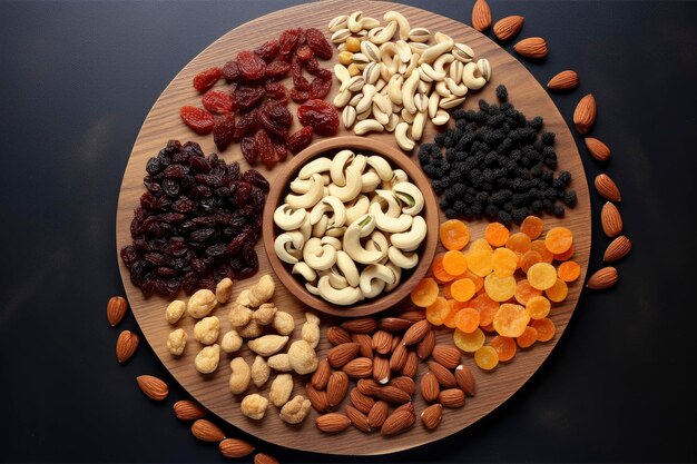 Natural background made from different kinds of nuts Assortment of nuts in bowls