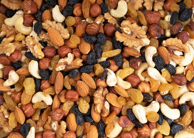 Natural background made from different kinds of nuts