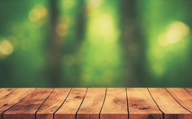 Natural background and table wood for product display template with bokeh light background