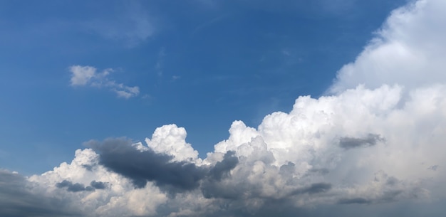 Natural background and texture. Gorgeous white clouds on blue sky on a sunny day