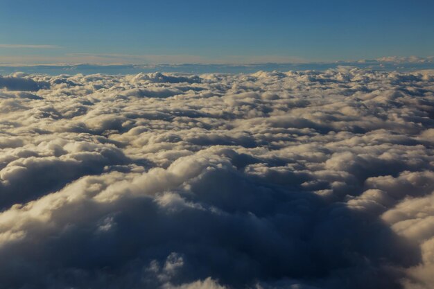 Natural background view of the sky taken from airplane