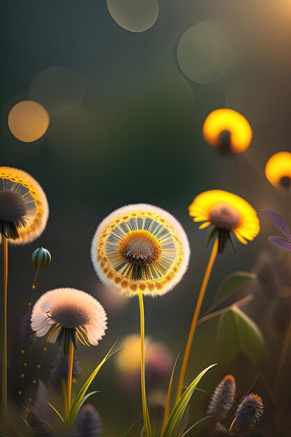 Natural background with dandelion