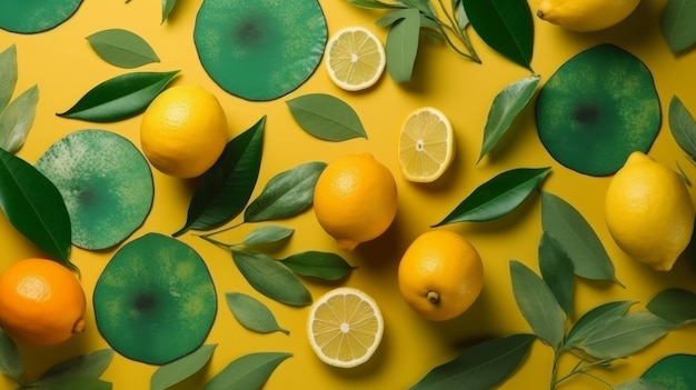 Natural background with lemon Illustration AI GenerativexA