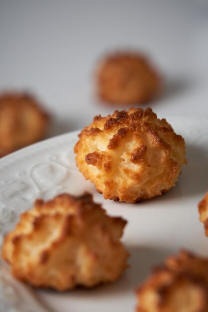 Natural baked coconut cookies on a plate