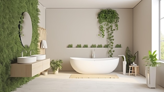 Natural bathroom design Illustration AI GenerativexA