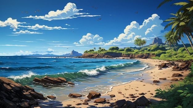 natural beach cartoon