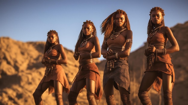 Photo natural beautiful group of himba woman himba girl